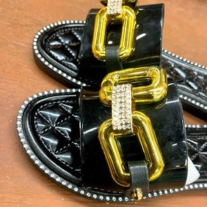 Black and Gold bling link sandals